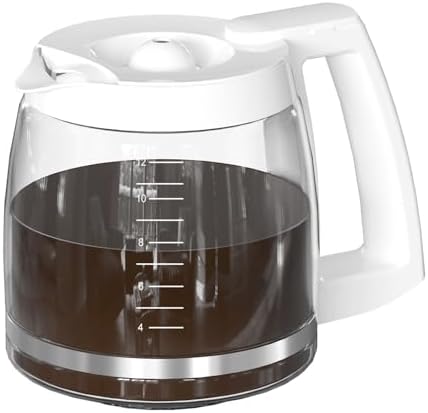 12-Cup Coffee Pot Replacement Compatible with Cuisinart Coffee Maker Models SS-12, SS-15, SS-16, DCC-1100BK, DCC-1200, DCC-2650, CHW-12P1, DGB-400, DGB-550BK, DGB-550BK1, DGB-625BC and DGB-700BC White