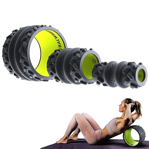 TRACWHEEL Patented Trigger Point Muscle Roller and Back Cracker, Helps to Relieve Back Pain and Provide Postural Relief - 3 Pack (4"+6"+11")