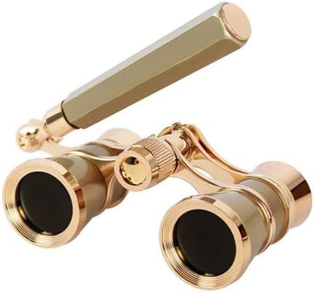 Opera Glasses,3X25 Theater Binoculars with Foldable and Extendable Handle,Portable Theater Glasses,Vintage Small Binoculars for Concerts Theater Cinema Opera,Gifts for Women (Golden)