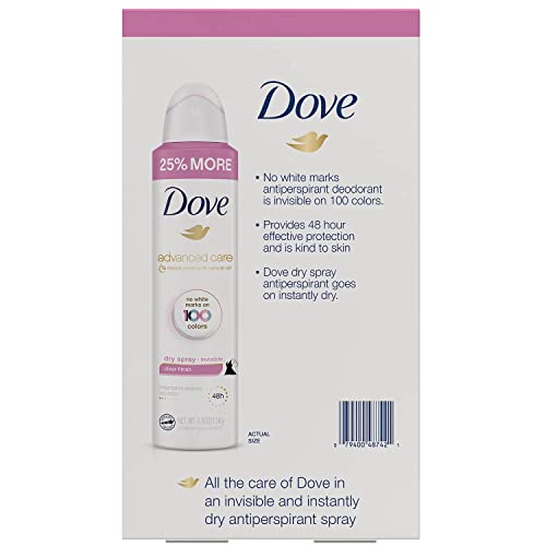 Dove Womens Invisible Dry Spray Antiperspirant Deodorant, 4.8 Ounce (Pack of 3)