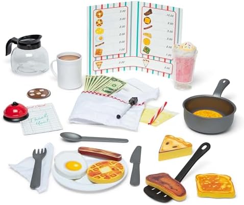 Melissa & Doug Star Diner Restaurant Play Set (41 pcs) - Pretend Play Food, Restaurant Toy Set With Cookware, Utensils For Kids, Diner Playset for Kids And Toddlers, Ages 3+