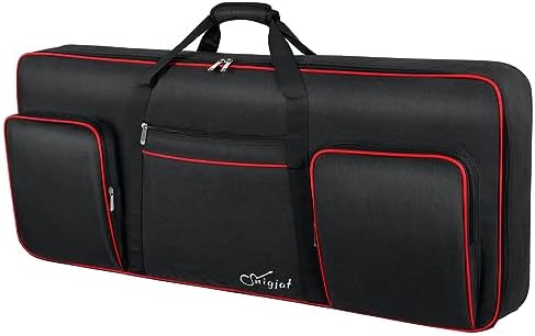 SNIGJAT 61 Key Keyboard Case Soft, Full Padded Piano Case with Handles and Adjustable Shoulder Straps, Waterproof Piano Keyboard Carrying Case with 3 Pockets for Accessories (Size: 39.5"x15.8"x4.8")