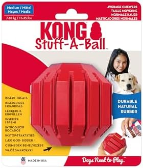 KONG Stuff-A-Ball - Durable Chew Toy for Dogs - Natural Rubber Dog Toy for Dental Health - Pet Toy for Chewing & Teeth Cleaning - Stuffable Toy for Dog Treats & Snacks - for Medium Dogs