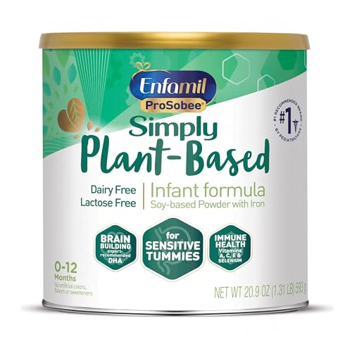 Enfamil Prosobee Plant based Baby Formula, for Sensitive Tummies, Soy-based Plant Sourced Protein, Vitamins for Immune Support, Lactose-free, Milk free, Gluten free, 20.9 Oz Can