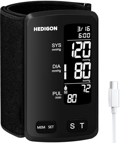 Upper Arm One-Piece Design Blood Pressure Monitor 9″ to 17″ Large with Digital Blood Pressure Cuff Portable for Home use (Built-in Lithium Battery) Rechargeable