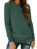 ATHMILE Christmas Shirts Tops Womens Long Sleeve T Shirts Crewneck 2024 Fall Trendy Tops Tunic Outfits Shirts Basic Tee Plus Size Dark Green