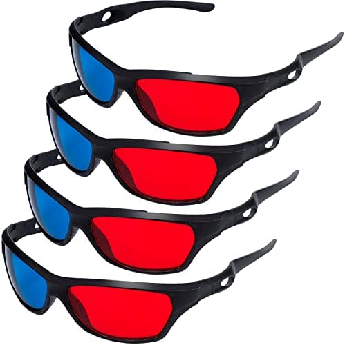 craftshou 4 Pack Red Blue 3D Glasses,3D Movie Game Glasses Viewing Glasses for Cyan Anaglyph Style Home Theater 3D Moives Games TV