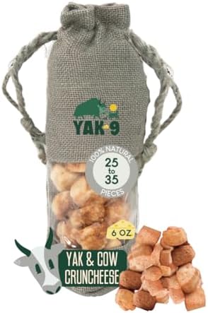 Yak9 Cruncheese Dog Treats, Crunchy High Protein, Low Fat Dog Treats with Yak Cheese, Natural Ingredients, Rawhide Free, Dog Treats For All Breeds, Dog Training Treats, Non GMO, Yak & Cow Milk, 30 PCS