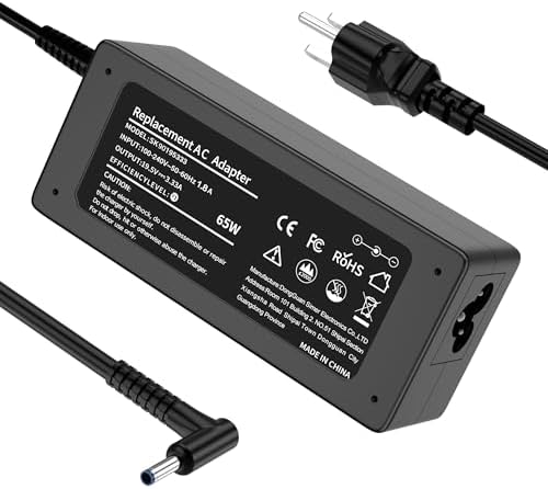 65W for HP Laptop Charger Probook, Envy, Pavilion, Stream, EliteBook, X360 HP Computer Charger Blue Tip Notebook PC AC Adapter Power Cord - 10ft