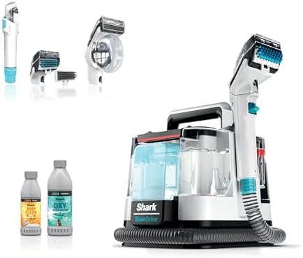 Shark PX201 StainStriker Portable Carpet & Upholstery Cleaner, Spot, Stain, & Odor Eliminator, 3 Attachments, Perfect for Pets, Carpet, Area Rugs, Couches, Upholstery, Cars & More, White (Renewed)