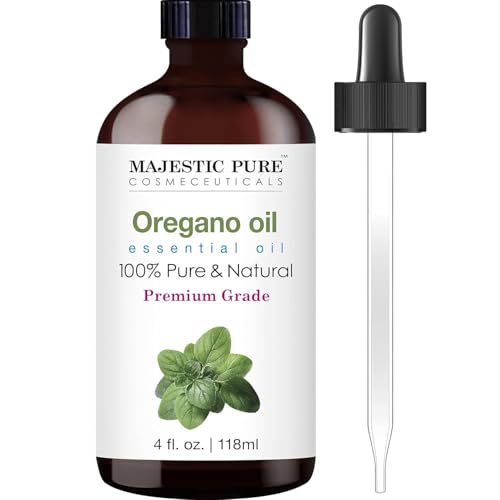 MAJESTIC PURE Oregano Essential Oil | 100% Pure and Natural Oregano Oil | Premium Grade Essential Oils for Hair Care, Home Diffusers, Skin, Aromatherapy, Massage and Humidifiers | 118 ml
