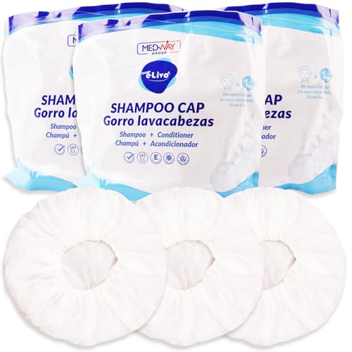 MedVance No Rinse Shampoo Cap | Rinse Free Shower Cap that Shampoos & Conditions | PH Balanced & Hypoallergenic Waterless Hair Wash | 3 Pack