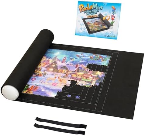 Lavievert 1500 Piece Jigsaw Puzzle Mat Roll Up with Unique Auxiliary Line Design, Portable Puzzle Board for Adults & Kids, Non-Slip Puzzle Keeper Storage Saver for 1500 1000 500 Piece Puzzles