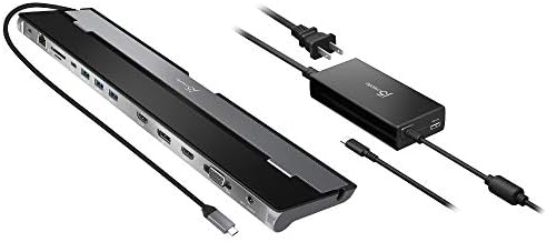 j5create USB Type C Docking Station with 100W PD Charger - Supports 3 Displays | HDMI, DisplayPort, VGA, 100W PD Charging, 1Gbps Ethernet | for MacBook Pro/Air, XPS, and More (JCD543P)