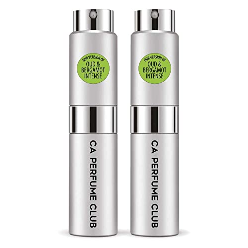 CA Perfume Impression of J. Mlon Oud & Bergamot Intense For Women & Men Replica Version Fragrance Dupes Concentrated Long Lasting Eau de Parfum Spray Refillable Atomizer Bottle 0.27 Fl Oz-X2