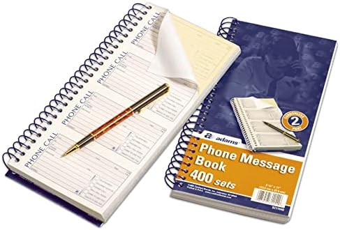 Adams Message Book/Phone Call, Carbonless Duplicate, 5.50 x 11 Inches, 400 Sets per Book (SC1154D), White/Canary (SC1154-5D)