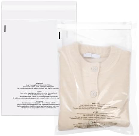 Spartan Industrial - 12” X 15” (200 Count) Self Seal Clear Poly Bags with Suffocation Warning for Packaging, T Shirt - Permanent Adhesive