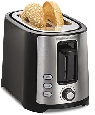Hamilton Beach 2 Slice Extra Wide Slot Toaster with Bagel & Defrost Settings, Shade Selector, Toast Boost, Auto Shutoff, Black & Stainless Steel (22633)