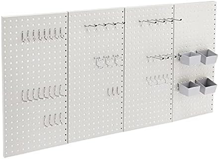Amazon Basics Rectangular Metal Pegboard Kit, Rust and Scratch Resistant - 48 Pieces, Gray