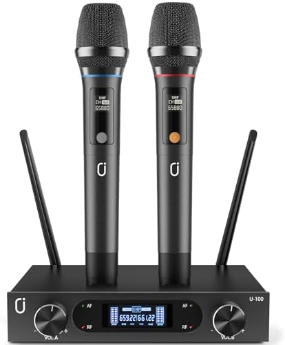 Wireless Microphones, Professional UHF XLR Microphones for Home Karaoke, Wireless Dynamic Microphone System Set for Speech, Wedding, Church, PA System