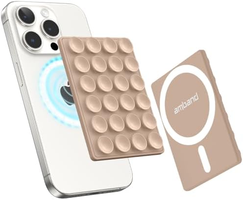 amBand Magnetic Suction Phone Mount Trendy Stocking Stuffers for Men Women Dad Mom Adults, Removable Brown Octo Cup Buddy Sticky Holder for Hands-Free Selfie/Video, Milk Tea