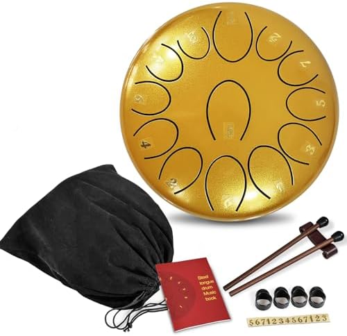 Steel Tongue Drum 6.8 inch 13 Notes Musical Percussion Instrument, Rain Drum for Outside - Musician Gift for Family and Friends