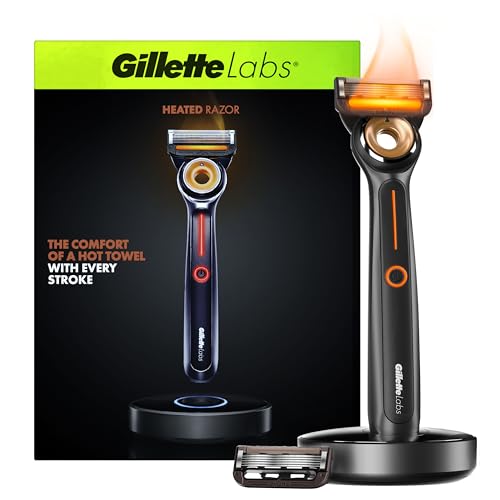 GilletteLabs Heated Razor Starter Kit - 1 Handle, 2 Blade Refills, 1 Charging Dock