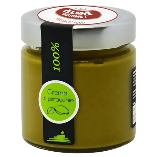 Alma Gourmet 100% Pistachio Butter Spread - Pure Pistachio Cream Paste Imported From Sicily, Italy - 100% Italian Pistachios -Only 1 Ingredient No Additives or Preservatives - 6.7oz (190g)
