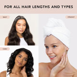 Kitsch Microfiber Hair Towel Wrap - Quick Dry Curly Hair Wraps for Women Wet Hair | Microfiber Towel for Hair | Hair Drying Towel Wrap | Hair Towels for Women | Hair Turban for Wet Hair (White)