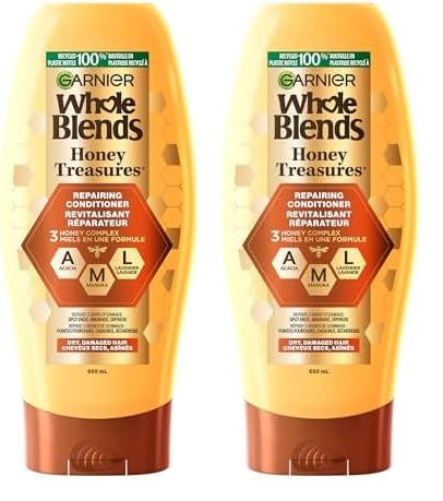 Garnier Whole Blends Repairing Conditioner Honey Treasures, Damaged Hair, 22 fl; oz. (Pack of 2)