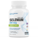 Puregen Labs Selenium 200 mcg Yeast Free Essential Mineral - 500 Vegetarian Tablets | Immune & Antioxidant Support | Non-GMO, Gluten Free, Made in USA