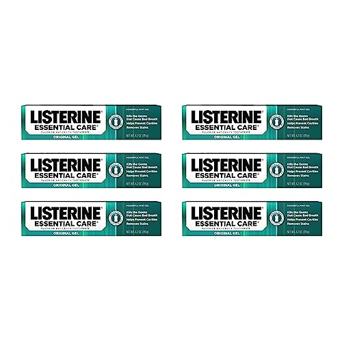 Listerine Essential Care Toothpaste, Bad Breath Treatment, Cavity Prevention, Fluoride Toothpaste; Powerful Mint Flavor, 4.2 oz, 6 Pack