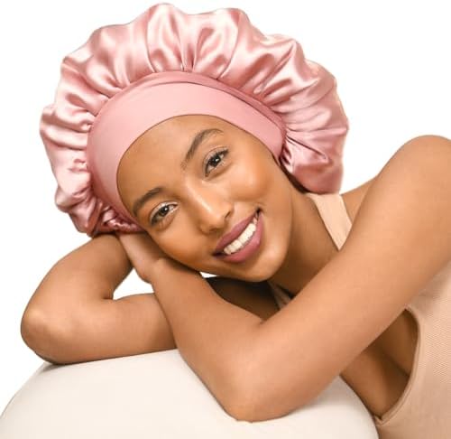YANIBEST Satin Bonnet for Sleeping Women Double Layer Hair Silk Bonnets for Sleeping with Elastic Band