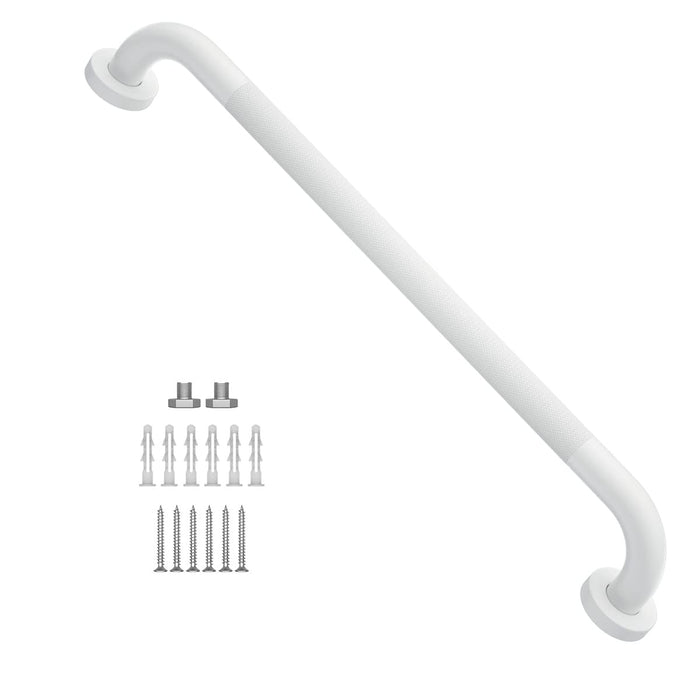 24 Inch Anti Slip Shower Grab Bar Oil Rubbed White 1.25" Diameter,Munzong Bathroom Grab Bar, Knurled Bathroom Balance Bar,Safety Hand Rail Support Handicap Elderly Senior Assist Bath Handle