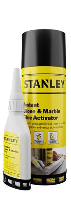 STANLEY Instant Stone & Marble Glue, (1 x 3.4 oz - 13.5 fl oz) CA Glue with Activator, Cyanoacrylate Super Glue and Activator Spray, Super Fast Glue for Marble, Stone, Tile and Craft, 13.5oz, 1 Pack