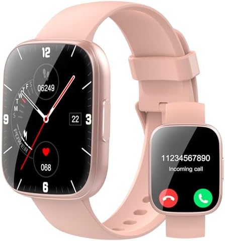 Smart Watch for Men Women Bluetooth Call, 1.95" HD Touch Screen Fitness Watch with Sleep Heart Rate Monitor, 100+ Sports Modes, IP68 Waterproof Activity Trackers for Android iOS, Pink