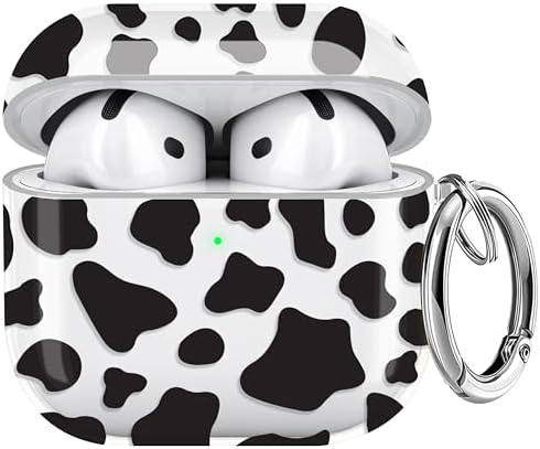 Maxjoy for AirPods 4 Case, Clear AirPod 4th Generation Case Protective Soft Cute AirPod 4 Cover for Women Girly with Keychain for AirPods 4 Cover 2024, Cow Print