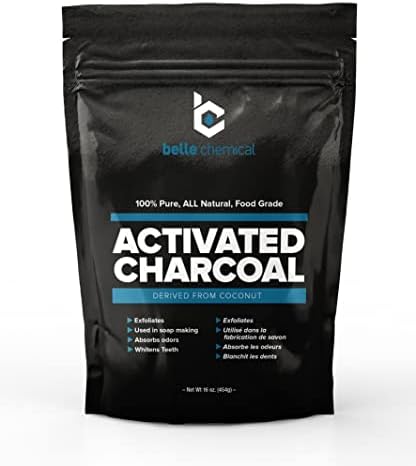 Coconut Activated Charcoal Powder - Food Grade, Kosher - Teeth Whitening, Facial Scrub, Soap Making (1 Pound) (Pack of 2)