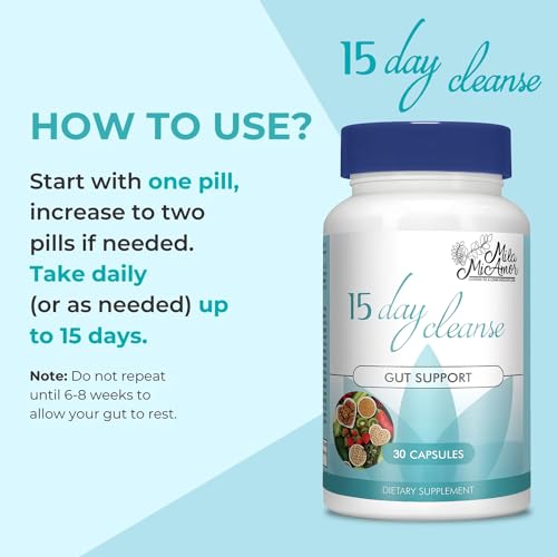 15 Day Gut Cleanse - Gut & Colon Support Detox - with Psyllium Husk, Senna Leaf 30 Capsules (5 Pack)