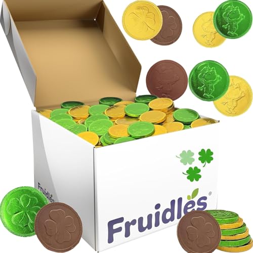 Saint Patrick's Day 500 Shamrock Leprechaun Chocolate Green and Gold Coins, Premium Belgian Nut-Free Milk Chocolate, Kosher Resealable Bag (500-Pack)