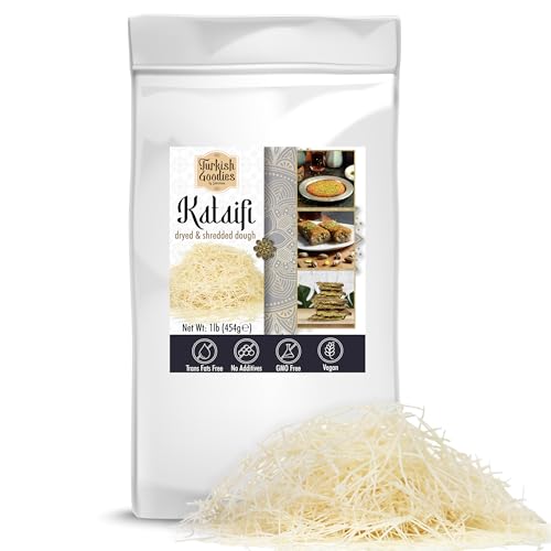 Dried Kataifi for Dubai Pistachio Chocolate Bar, 1lb (16oz) Shredded Chopped Kadayif Phyllo Dough for Knafeh, Kunefe and Middle Eastern Pastries - Perfect for Kunafa, Pistachio Bars and Dessert Recipes