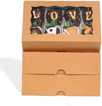 25pcs 7x4.3x2 Inches White Chocolate Covered Strawberries Boxes Cookies Boxes Cakesickle Boxes Chocolate Truffle Boxes Treat Boxes Cake Pop Boxes Bakery Boxes for Christmas Valentine's