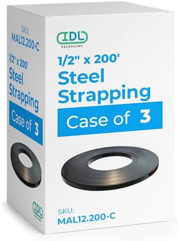 IDL Packaging 1/2" x .020" x 200' Steel Strapping Coil, 1100 lbs Break Strength in Self-Dispensed Сardboard Box - Portable Strong Banding with Superior Cut-Resistance (Pack of 3)