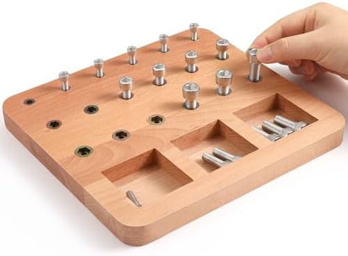 Wooden Peg board for Occupational Therapy with 3 Sizes of Pegs and Holes, Wood Pegboard for Finger Dexterity, Hands Therapy Peg Board to Improve Finger Motor Skills and Hand-Eye Coordination, 18 Holes