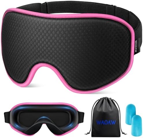 WAOAW Sleep Mask for Men Women: Blackout Eye Masks for Sleep - 3D Breathable Soft Comfortable Eye Mask for Travel - Adjustable Light Blocking Night Masks for Sleeping