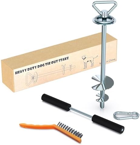Heavy Duty Quality Dog Stake-Dog Tie Out Stake, Dog Stake Allows Dogs Up to 200 lbs, Dog Stakes for Outside Beach,Camping, Yard, 360° Swivel Dog Anchor | Use for Any Dog Tie Out Cable