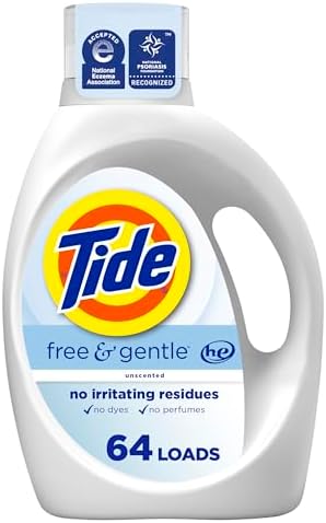 Tide Free & Gentle Liquid Laundry Detergent, 84 fl oz, 64 Loads, HE Compatible