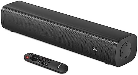 Wohome 2.1ch Small Sound Bars for TV with 6 Levels Voice Enhancement, Built-in Subwoofer, 16 Inches BT Soundbar Speakers with Optical/AUX/USB Connection, S100
