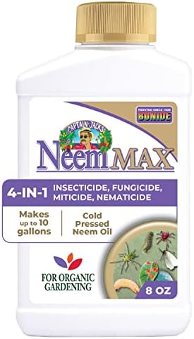Bonide Captain Jack's Neem Max, 8 oz Concentrated Cold Pressed Neem Oil, Multi-Purpose Insecticide, Fungicide, Miticide and Nematicide for Organic Gardening