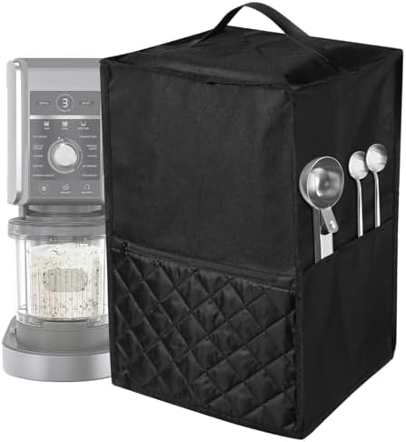 Ice Cream Maker Dust Cover, Compatible with Ninja CREAMi NC501, NC301, NC299AMZ, Ice Cream Maker Dust Cover with Accessories Pockets